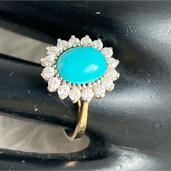 Jewelry - 14K Gold Turquoise Bling Ring